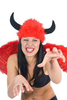 Beautiful sexual devil on white background