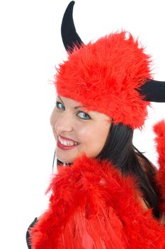 Beautiful sexual devil on white background