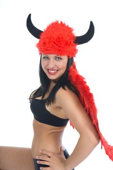 Beautiful sexual devil on white background