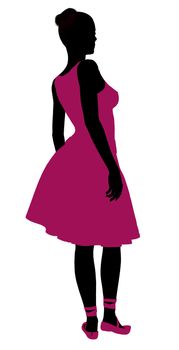 Female ballerina illustration silhouette on a white background