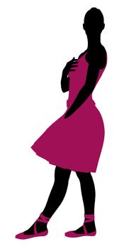 Female ballerina illustration silhouette on a white background