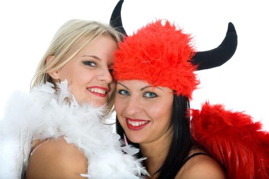 angel and devil on white background