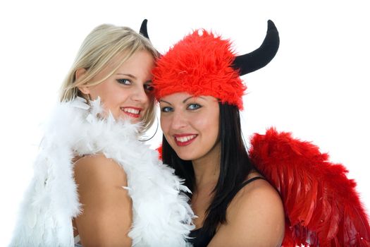 angel and devil on white background