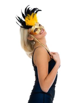 Portrait  girl with mask on white  background