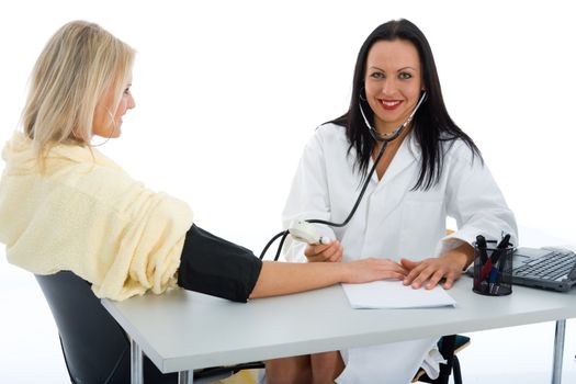 doctor and patient  on white background