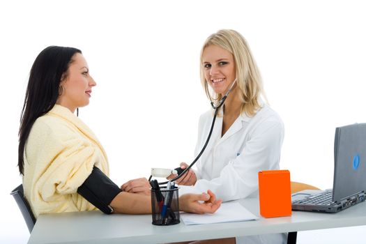 doctor and patient  on white background