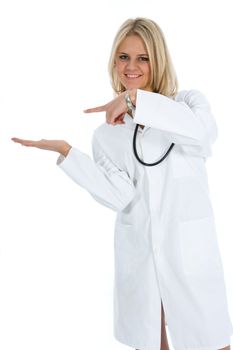young doctor with stethoscope on isolated background