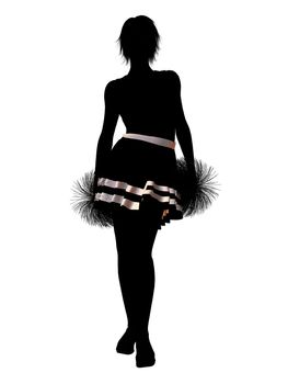 Female  cheerleader silhouette on a white background