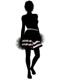 Female  cheerleader silhouette on a white background