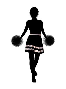 Female  cheerleader silhouette on a white background