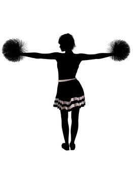 Female  cheerleader silhouette on a white background