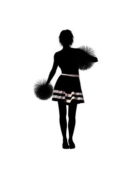 Female  cheerleader silhouette on a white background