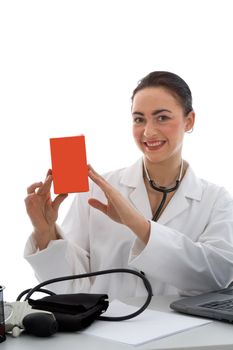young doctor with stethoscope on isolated background