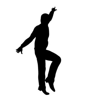 Urban male dancer silhouette on a white background