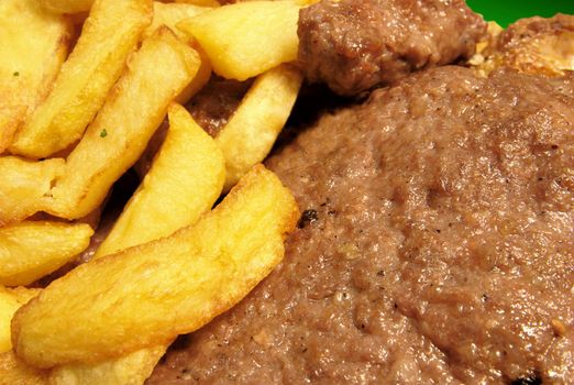 hamburger and potato fries macro