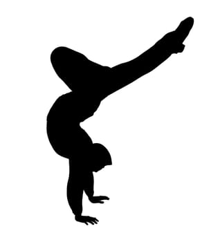 Urban male dancer silhouette on a white background
