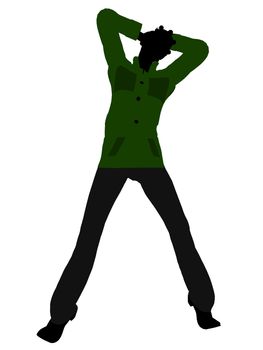Casual dressed african american female silhouette on a white background