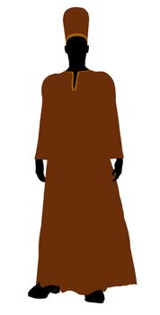 Male wearing a robe silhouette illustration on a white background