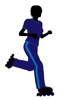 Female roller skater illustration silhouette on a white background