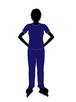 Female roller skater illustration silhouette on a white background