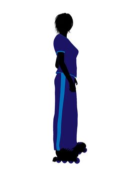 Female roller skater illustration silhouette on a white background