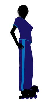 Female roller skater illustration silhouette on a white background
