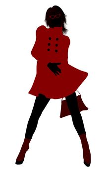 School girl illustration silhouette on a white background