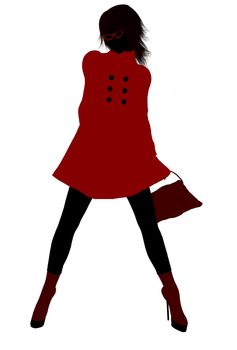 School girl illustration silhouette on a white background