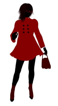 School girl illustration silhouette on a white background