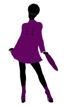 African American shop girl illustration silhouette on a white background