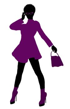 African American shop girl illustration silhouette on a white background