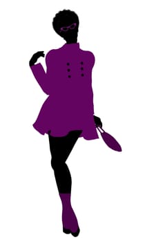 African American shop girl illustration silhouette on a white background