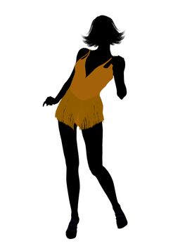 Female showgirl illustration silhouette on a white background