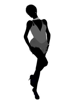 African american showgirl illustration silhouette on a white background