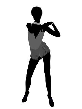 African american showgirl illustration silhouette on a white background