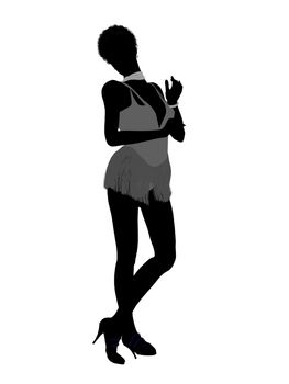 African american showgirl illustration silhouette on a white background