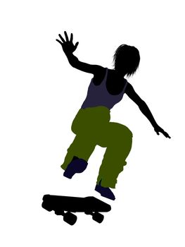 Male skateboarder illustration silhouette on a white background