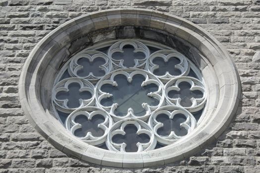 Ornamental window of a Catholic church.