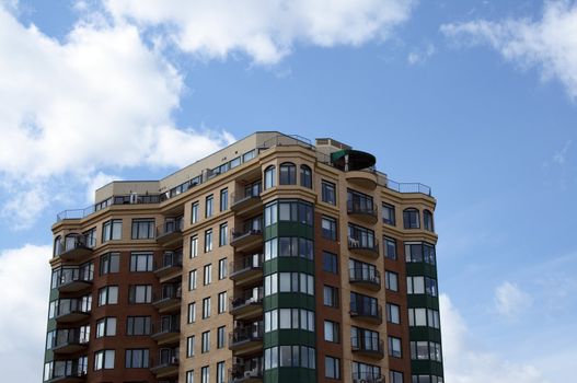 Urban housing. Newly built modern high-rise condominium.