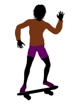 Male skateboarder illustration silhouette on a white background