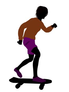 Male skateboarder illustration silhouette on a white background