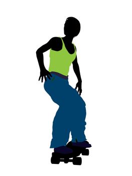 African american skateboarder illustration silhouette on a white background