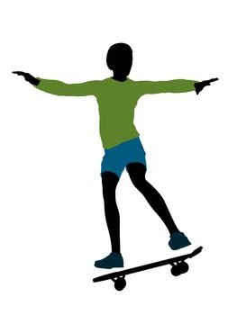 African american skateboarder illustration silhouette on a white background