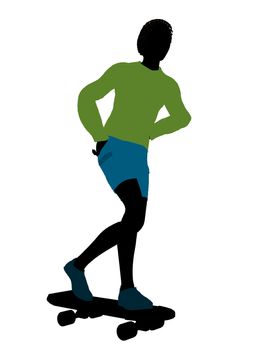 African american skateboarder illustration silhouette on a white background