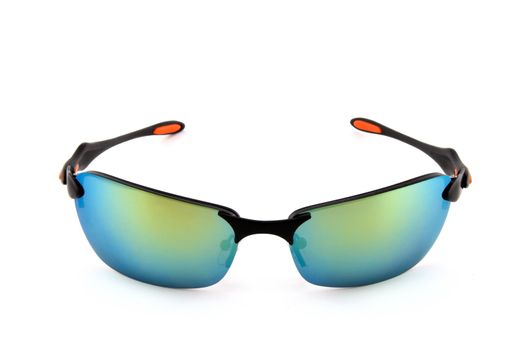 Colorful sporty sunglasses isolated on white background.