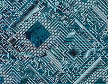 Printed dark blue industrial circuit board graphical background