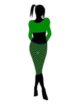 Casual dressed female silhouette on a white background