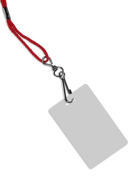Blank ID card / badge with copy space, isolated on white. Contains clipping path of the card (without neckband) to change the color of the card.