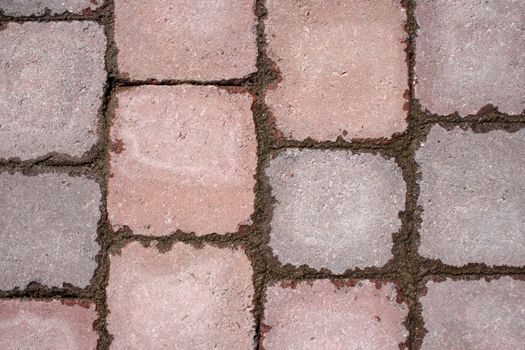 Texture of paving - stone tile pattern with wet cement after the rain.
