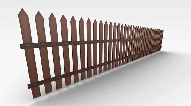 3D rendered illustration of a common wooden fence
